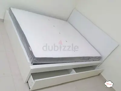 IKEA Malam queen size bed 160/200cm bed with 2 storage drawers underneath  and Ikea mattress is avai