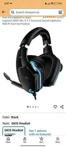 Logitech G635 Over-Ear Gaming Headset - Black (Good Condition)