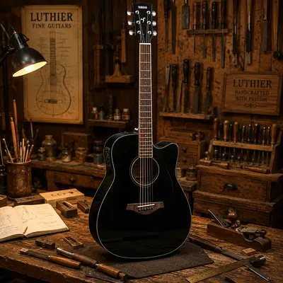 Yamaha Black Cutaway Acoustic-Electric Guitar - FGX300C Spruce Top