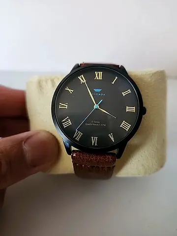 BRIGADA D Series Unisex Leather Strap Analog Black Dial Ultra Thing Original Watch
