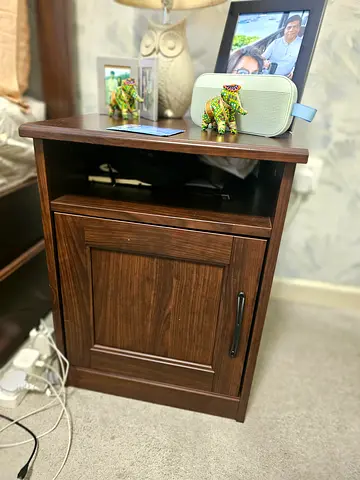 Solid Wood Nightstand / Bedside Table with Drawer - Dark Brown