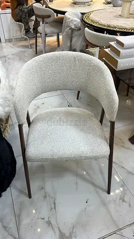 Modern boucle dining/accent chair with metal legs - light grey