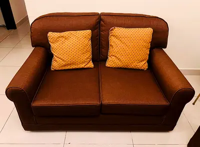 3+2+1-seater brown fabric sofa in good condition due to relocation selling urgent basis