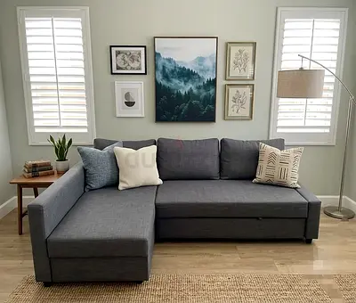 Sofa: Provides generous seating space for family and guests. Approx. Size: 230 × 150 × 85 cm. Left a