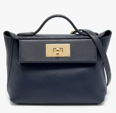 Hermes 24/24 Bleu Nuit/Caban Evercolor and Swift Leather Top Handle Bag