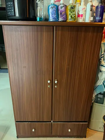 Used Wooden Wardrobe / Armoire with Shelves and Drawers