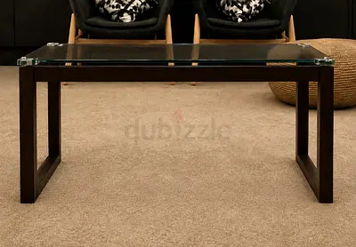 Perfect condition, No damage- Modern Glass Top Coffee Table with Dark Wood Frame