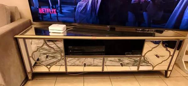 Mirrored TV unit /Entertainment  Cabinetmirrored) glass and gold