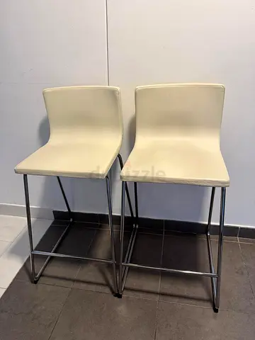 Two leather barstools (beige chrome)