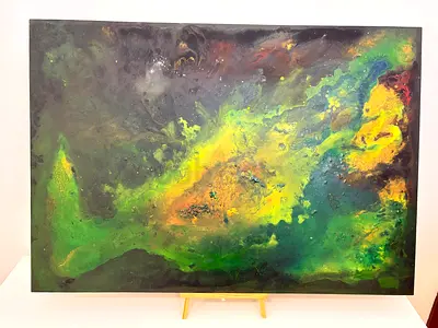 Large Original Textured Painting - Verdant Awakening by Sheif Yusuf (100x70cm)