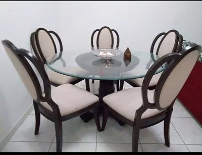 Round Glass Dinning Table 5 Seater