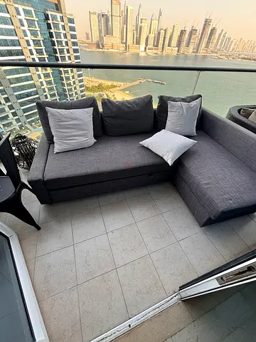 Grey 3-seater Sofa Bed with Cushions - Good Condition