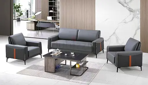 Modern Grey 3-Seater Sofa with Two Armchairs - Good Condition