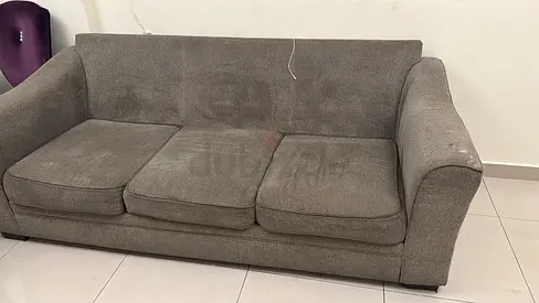 6-seater grey fabric sofa - used, good for living room