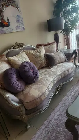 Classic lavender sofa set with 3 tables