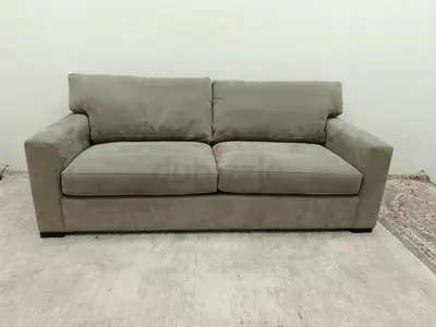 Attention crate and barrel three seater Axis gray sofa