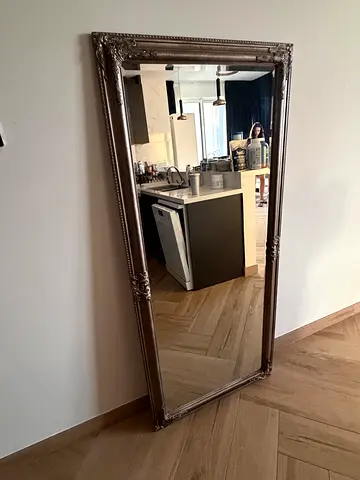 Large Ornate Full-Length Wall Mirror — Silver Frame
