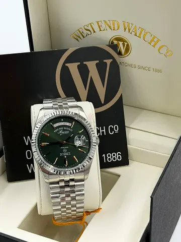 West End Watch Co. Automatic Mens Watch with Green Dial - Full Set