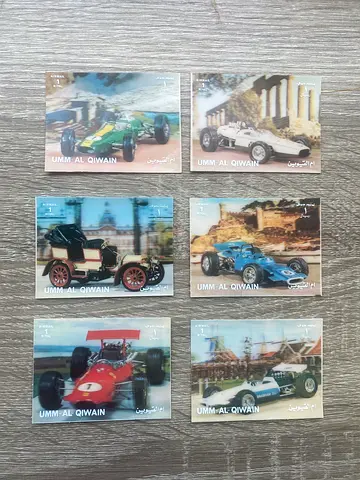 Collection of 6 Vintage Car Postcards from Umm Al Qiwain
