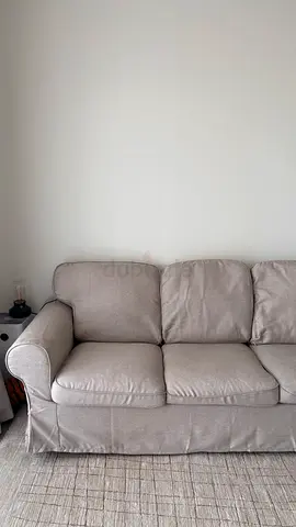 Comfortable 3-Seater Fabric Sofa in Light Grey