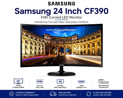 Samsung 24 CF390 Curved FHD Monitor - 24 inch, VA, HDMI, FreeSync