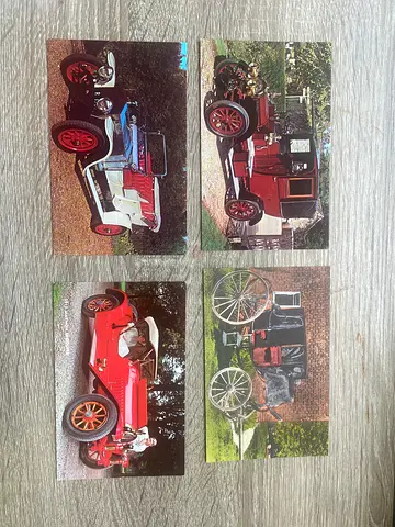 Set of 4 Vintage Classic Car Postcards / Collectible Prints