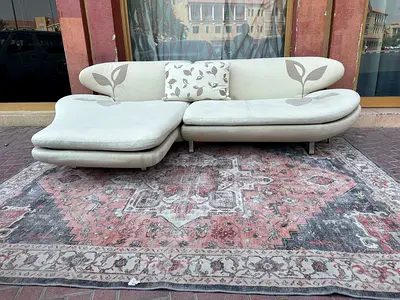Stylish Modren Natuzzi Italian L Shape Sofa Beige