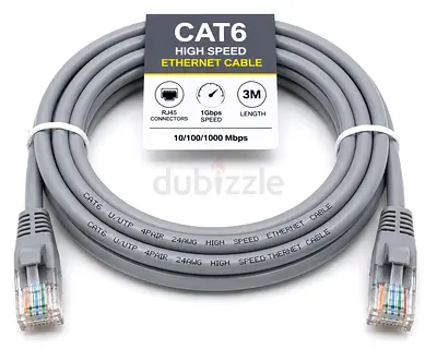 High-Speed CAT6 Ethernet LAN Cable 3 Meter – Brand New (Gray)