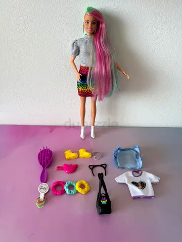 Barbie Leopard Rainbow Hair Doll with All Accessories