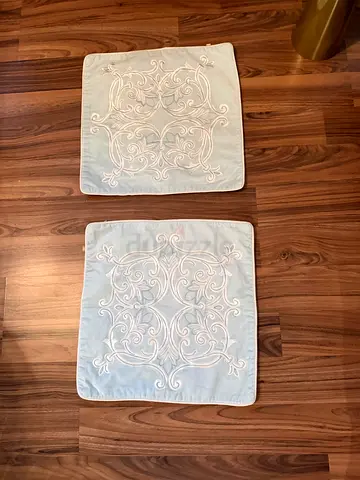 Set of 2 embroidered square cushion covers