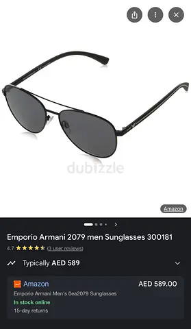 Emporio Armani mens aviator sunglasses with case original size 58-16