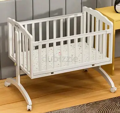 White Wooden Baby Cradle