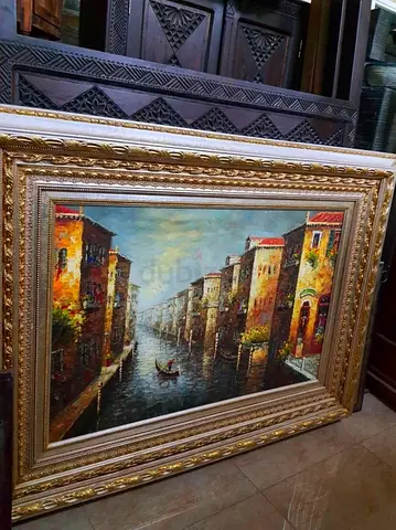 Large wooden framed royal oil painting on canvas. Original knife painting. Worth over 8K.