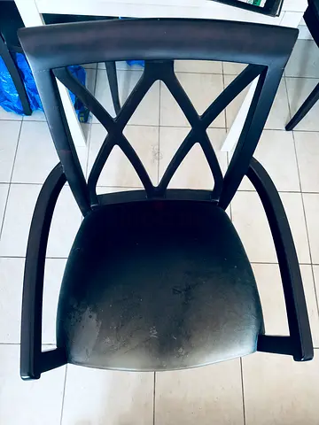 Dark Wood Dining Chair with Armrests - Good Used Condition