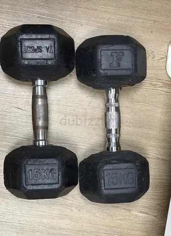 Total 30 kg / Pair of 15kg Hex Rubber Dumbbells