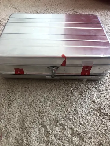 Small Aluminum hard case briefcase — silver, sturdy with latch