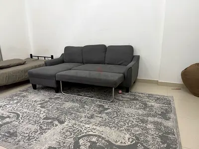 Gray L-shaped Sofa with Pull-out Bed (Good Condition)