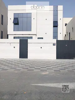 For rent in Ajman, Al Helio area: First-time occupancy. Features 5 master bedrooms, a separate majli