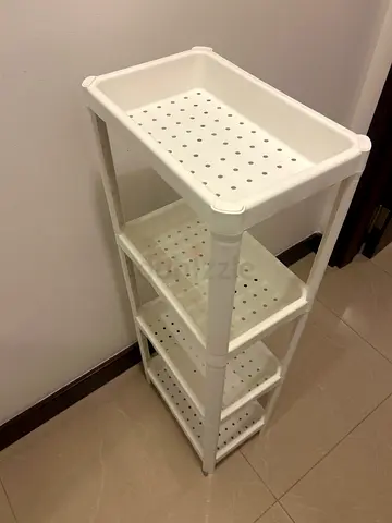 White 4-Tier Plastic Storage Shelf - Lightweight Bathroom/Kitchen Organizer