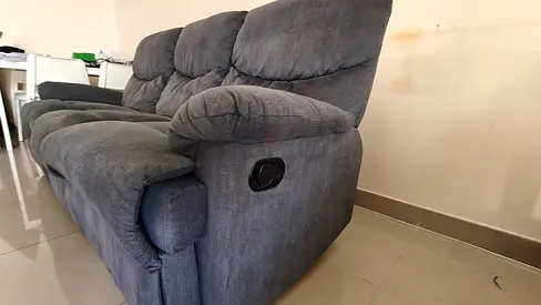 Grey 3-Seater Reclining Sofa in Good Condition