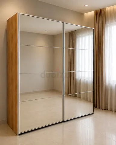 Modern Wardrobe with Full Length Sliding Mirror Doors
