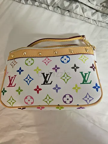 White multicolor monogram wristlet handbag (new) SALE