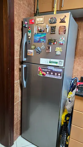 Double-door stainless steel refrigerator with freezer - excellent working condition
