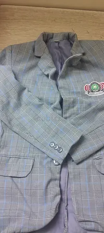 Grey checked womens blazer jacket - size unknown, good condition