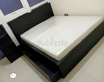 IKEA Malam double bed 140×200cm bed with 2 storage drawers underneath and Ikea mattress is available
