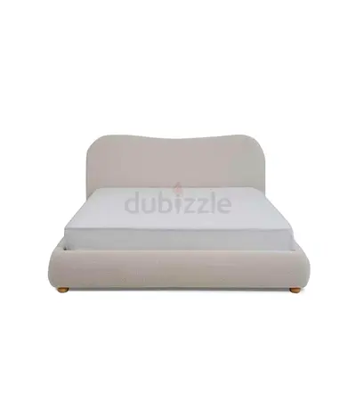 Modern Upholstered Bed Frame with Curved Headboard