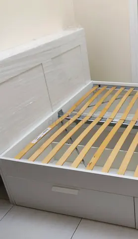 IKEA Brimnes King Bed (180×200 cm) with a headboard and 4 storage drawers, with spotless mattress