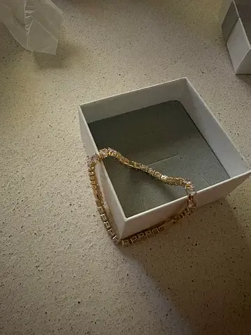 Gold-tone Tennis Bracelet with Square Links