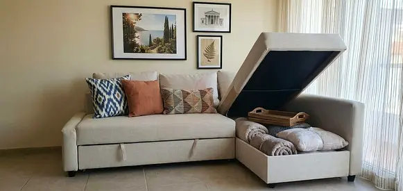 Modern L-Shape Sofa Bed with spacious storage, comfortable seating, and practical left/right side co