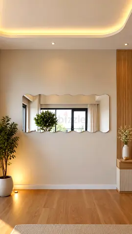 Modern Wave-Edge Wall Mirror — Decorative Long Horizontal Mirror